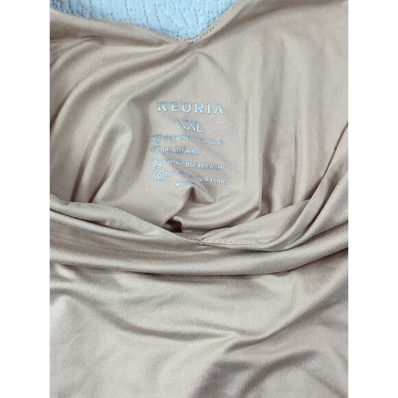 Peoria Womens Deep V-Neck Long Sleeve Crop Top*XXL*Beige*Stretch Soft Fabric*EUC - Picture 4 of 5